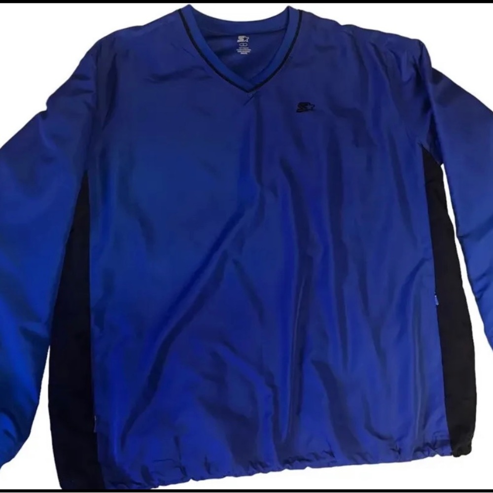 Vintage Starter Pullover Black Trimmed V-Neck Windshirt jacket sz L